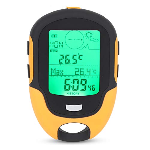 Fyearfly Digital Barometer Höhenmesser Kompass, 7 in 1 Auto Höhenmesser Kompass Barometer Thermometer Hygrometer mit Taschenlampe und Wettervorhersage für Outdoor Camping