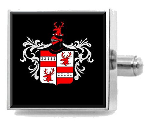 Crawford Manschettenknöpfe Schottland Heraldik Wappen Sterlingsilber gravierter Box