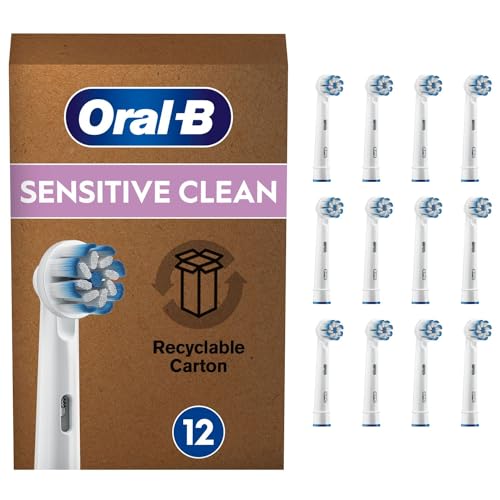 Oral-B Sensitive Clean Aufsteckbürsten für elektrische Zahnbürste, 12 Stück, sanfte Zahnreinigung, ultra-dünne Borsten, Zahnbürstenaufsatz für Oral-B Zahnbürsten, briefkastenfähige Verpackung