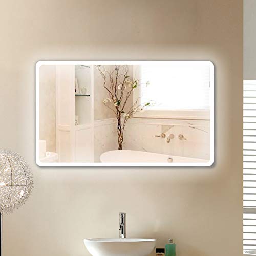 Sarah Badezimmerspiegel mit Beleuchtung, Badspiegel mit Touchschalter, Rechteckiger Kaltweiße Wand-Spiegel, 120 * 70 cm
