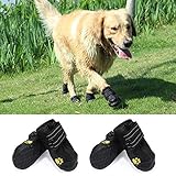 Benkeg Dog Shoes,Hundeschuhe Stiefel wasserdichte Schuhe für Hunde mit reflektierendem Riemen Robuster Rutschfester Sohle Pet Paw Protectors 4 PCS