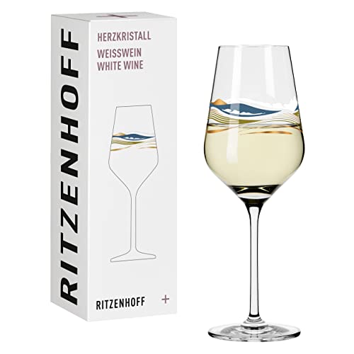 RITZENHOFF 3011007 Weißweinglas 300 ml - Serie Herzkristall Nr. 7 – mit Landschaftsmotiv in Roségold – Made in Germany