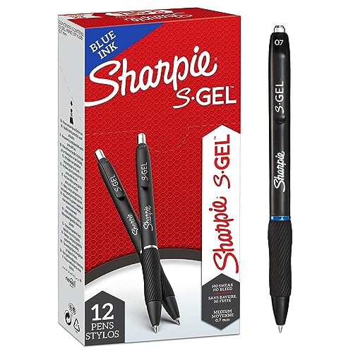 Sharpie S-Gel Gelstifte | mittlere Spitze (0,7 mm) | Gelschreiber mit blauer Tinte | 12 Stück