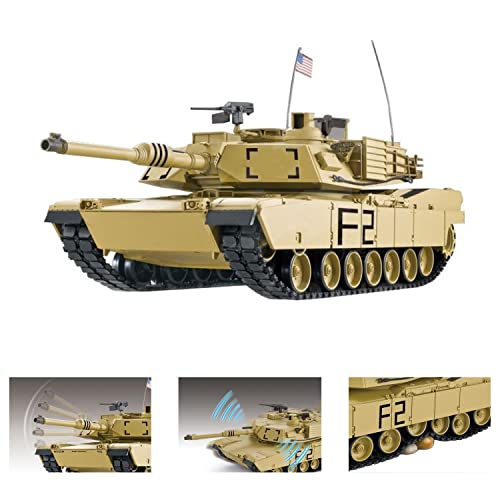 Ferngesteuerter Panzer mit Schuss M1A2 Abrams Heng Long 1:16 mit Rauch&Sound + Stahlgetriebe + 2,4Ghz V7.0 - Upgrade Version