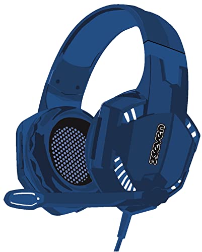 Sieben Gaming-Kopfhörer mit Mikrofon und blinkenden LEDs, Blau, Einheitsgröße