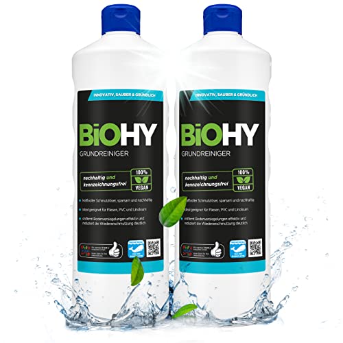 BiOHY Grundreiniger (2 x 1 liter) | gegen hartnäckige Verkrustungen & Pflegefilme | reinigt alle säure- & wasserfesten Oberflächen | kraftvolles Konzentrat | ideal für Werkstatt & Küche