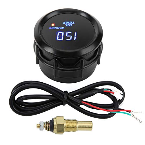 Öltemperaturanzeige, 52mm Ölthermometer mit Sensor 40~150 ℃ Blaue LED Digitalanzeige Temperaturanzeige Auto Auto Digital Öldruckmesser Manometer