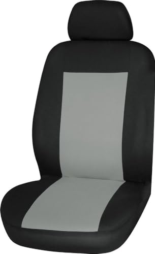 Saturn Einzelsitzbezug für Vordersitze – Schwarz und Grau – passend für alle Autos – auch kompatibel mit Sitzen mit Armlehnen