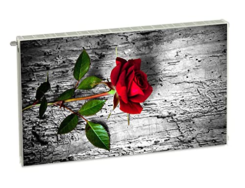 Magnet Heizkörperverkleidung Heizkörperabdeckung Grau Blumen Rose 100x60 cm Heizung Abdeckung Verkleidung Magnetische Abdeckmatte Kühlschrank aus Einem Flexiblen Magneten Digitaler Aufdruck