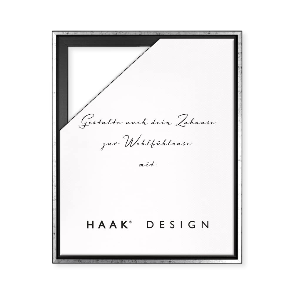 HaakDesign Schattenfugenrahmen Levi in Schwarz Silber gebürstet 50 X 140 cm für Keilrahmenbilder und Leinwände Glanz Edition