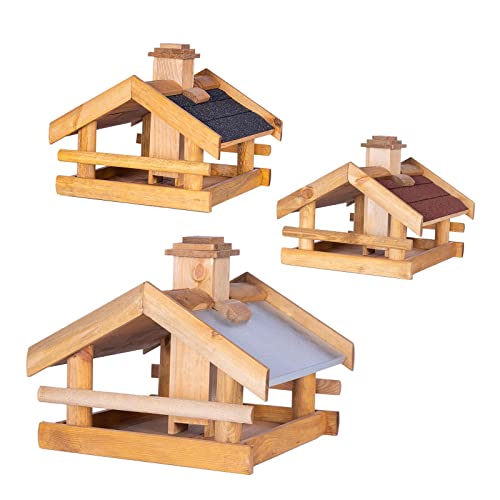BooGardi Vogelhaus Holz · 3 Varianten · Blechdach · Vogelfutterhaus · Vogelhäuschen zum Aufhängen und Aufstellen · überdachte Futterstelle · Futterhäuschen