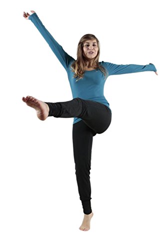 Leela Cotton Damen Yoga-Hose Bio-Baumwolle/Elasthan (L, Schwarz)
