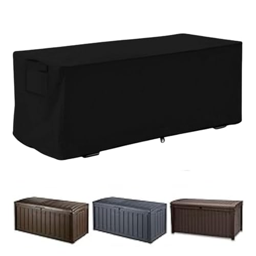Gartenmöbel Abdeckung,Wasserdicht UV Proof Deck Box Abdeckung Aufbewahrungsbox Schutzhülle 123x62x55cm (3 Farben)(schwarz)