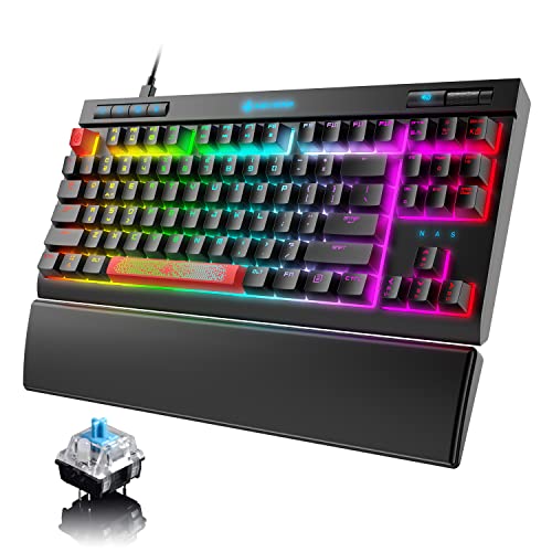 RGB Mechanische Gaming-Tastatur, 18 Chroma RGB LED-Hintergrundbeleuchtung, blaue Schalter, 87 Tasten, volle Tasten, Anti-Ghosting für PC