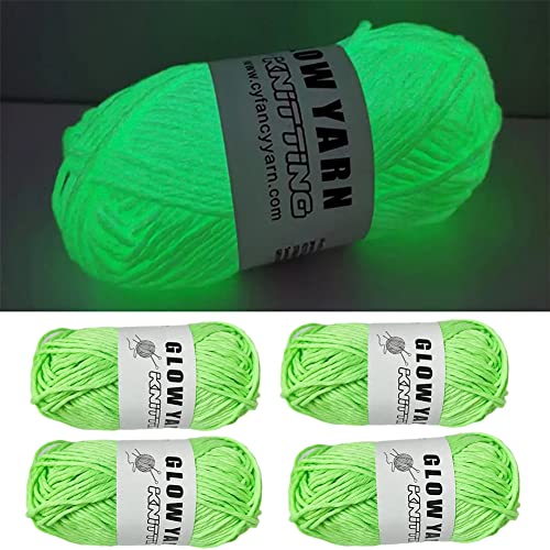 Gtyatypa Glow in the Dark Yarn, DIY Glow Yarn,Sewing Supplies Crocheting for Knitting Wool, Crocheting, Crafts & Sewing Beginners,Hand Knitting Carpet,Sweater,Hut, Scarf (4 Stück-C)