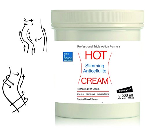HOT Cream Sport und Anti-Cellulite Creme 500 ml zur Verbesserung der Haut Kontur, mit angenehmen Wärme-Effekt und erfrischenden Duft, enthält Zimt und Algen● Made in France