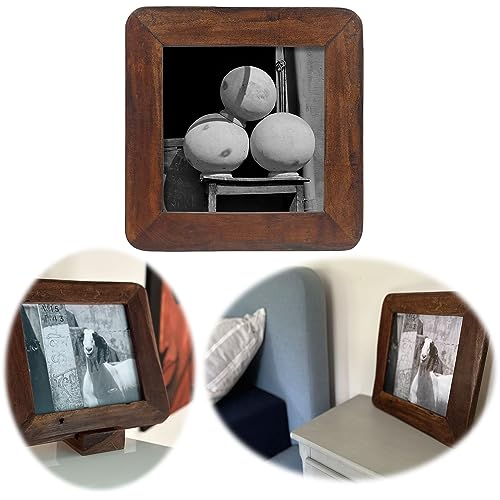 LS-LebenStil Vintage Bilderrahmen Dehli 20x20cm Fund-Holz Recycelt Fotorahmen Retro
