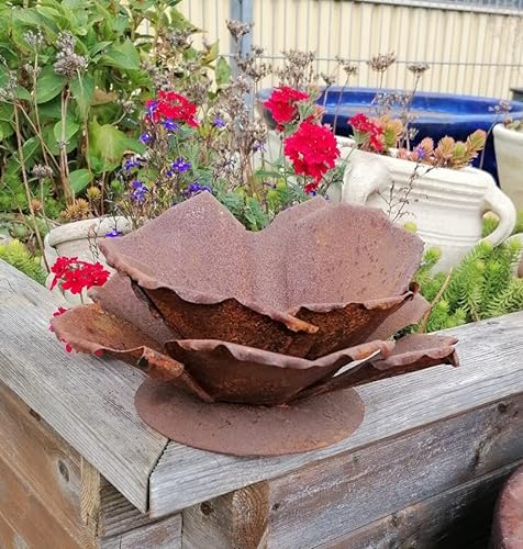 Blüte ca. 30 cm aus Metall in Edelrost, Rost Deko für Garten und Wohnung Pusteblume Blüte
