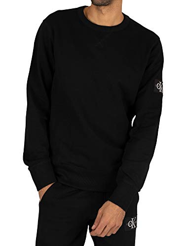 Calvin Klein Jeans Herren Monogram Sleeve Badge Cn Pullover, CK Black, S