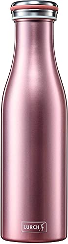 Lurch 240905 Isolierflasche / Thermoflaschefür heiße und kalte Getränke aus doppelwandigem Edelstahl 0,5l, rosegold, 7.7 x 7.7 x 26.3 cm