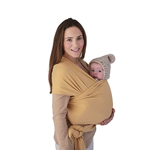 Mushie Tragetuch für Neugeborene & Babys | 100% Bio-Baumwolle | Mit einer integrierten Tasche | von 3,6 - 14,9 kg | Atmungsaktiv, um Überhitzung zu vermeiden | Beige Melange