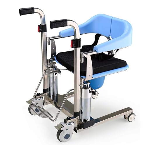 Hydraulischer Patientenlift-Rollstuhl, Behindertenlift-Transferstuhl mit um 180° geteiltem Sitz, tragbarer Transferlift-Rollstuhl, Bett-zu-Toilette-Transferstuhl, Heimpatientenlift