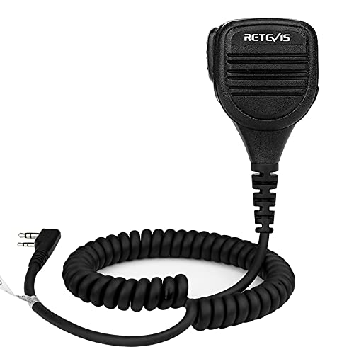 Retevis RS112 Funkgerät Lautsprecher Mikrofon IP54 Wasserdicht Kompatibel mit Retevis RT24 RT21 RT27 RT22 RT1 RT81 BF-88E BF-888S Kenwood TK-3401D Walkie Talkies (1 Stk.)