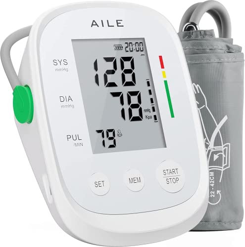 [2022]AILE Blutdruckmessgerät, Oberarm Blutdruck Messgerät für den Hausgebrauch, Oberarm-Blutdruckmessgerät, Blood Pressure Monitor, Vollautomatisch Blutdruckmeßgerät große manschette (22-42cm)