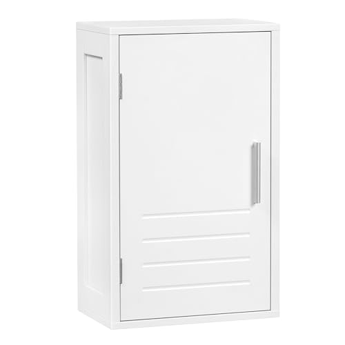 EUGAD Hängeschrank, Wandschrank mit Einer Tür, Badezimmerschrank Badschrank hängend, Küchenschrank, Medizinschrank, mit verstellbarem Einlegeboden, Weiß, 30x50x18,5 cm