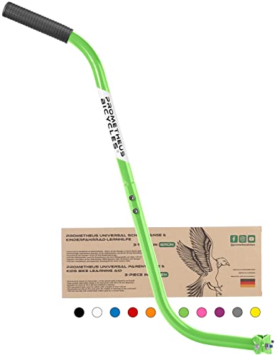 Prometheus Schiebestange - Schubstange Haltestange für Kinderfahrrad teilbar 3-teilig rutschfest stabil - Fahrrad Lernhilfe in Grün | Edition 2023