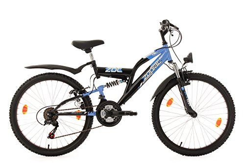 KS Cycling Kinderfahrrad Mountainbike Fully 24'' Zodiac schwarz-blau RH 38 cm