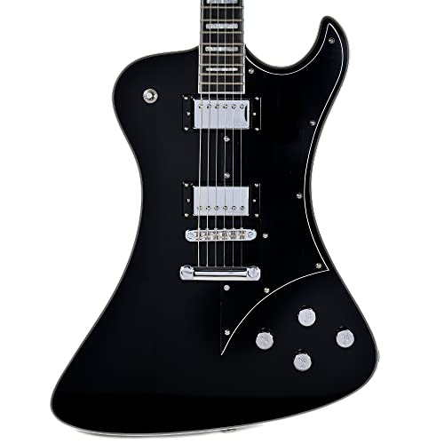 Hagstrom 6-saitige E-Gitarre (FANT-BLK) Schwarz Normale Größe Schwarz