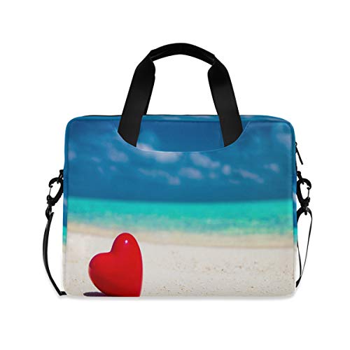 PUXUQU Tropisch Strand Liebe Herz Valentinstag Laptoptasche 15.6 Zoll Laptop Tasche Aktentasche Hülle Notebooktasche Handtasche Schulter Tasche für Uni Arbeit Business