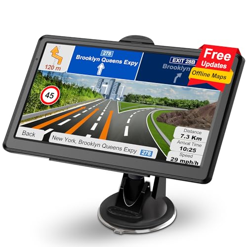 Jimwey Navigationsgerät für Auto 2024 LKW Navi 7 Zoll GPS Navigation für Auto LKW mit Europa UK 52 Karten, Lebenslang kostenloses Kartenupdate, Blitzerwarnung Spracheführung POI Fahrspurassistent
