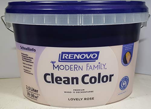 2,5 Liter RENOVO CleanColor, "Lovely Rose", matt, Premium-Wand-und Deckenfarbe, modern family.
