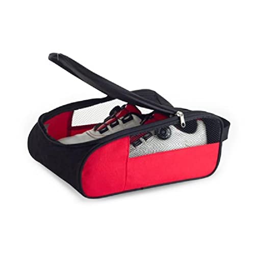 Tragbare Golf Schuhe Tasche Outdoor Reise Schuhe Organizer Atmungsaktive Sportschuhe Taschen Outdoor Reißverschluss Tragen Taschen Golfschuhe Reißverschluss Tragetasche für, Black Red, Three piece
