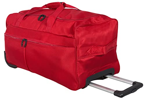 Trendyshop365 Leichte XL Reisetasche mit 2 Rollen für Damen und Herren - 70 Zentimeter 80 Liter Trolley-Funktion rot