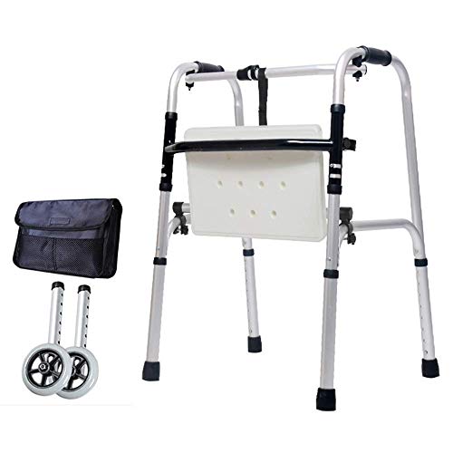 Rollator-Korb für ältere Menschen, Rollator-Korb für ältere Menschen, zusammenklappbarer Aluminium-Korb für ältere Menschen mit Rädern, leichtes Gehgestell für Senioren, höhenverst