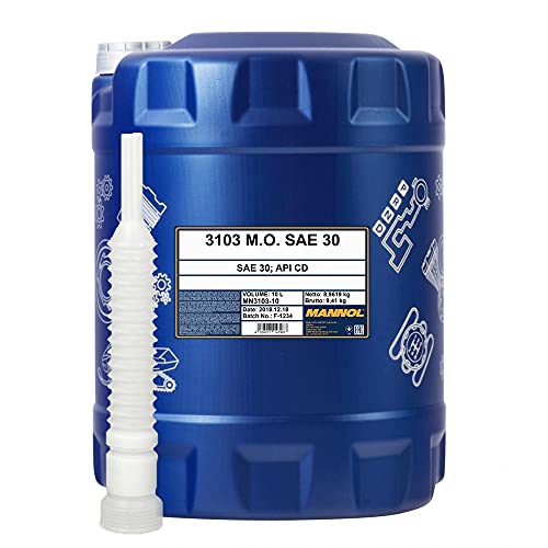 10 Liter, MANNOL 3103 M.O. SAE 30 Einbereichsmotoröl + Auslaufschlauch