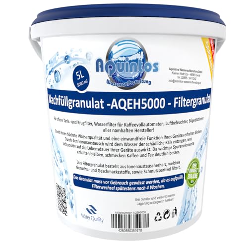 5 L Aquintos AQEH5000 Nachfüllgranulat - Filtergranulat - Ionenaustauscherharz - für offene Krug- und Tankfilter/alle namhaften Kaffeemaschinen Hersteller