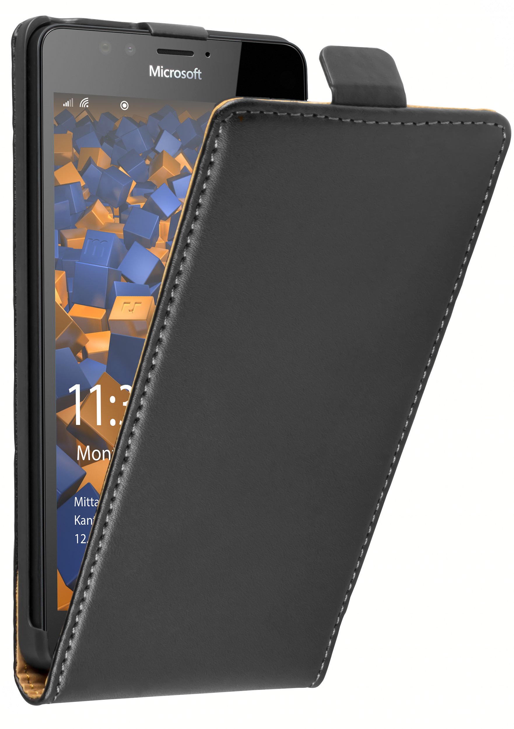 mumbi Tasche Flip Case kompatibel mit Microsoft Lumia 950 Hülle Handytasche Case Wallet, schwarz