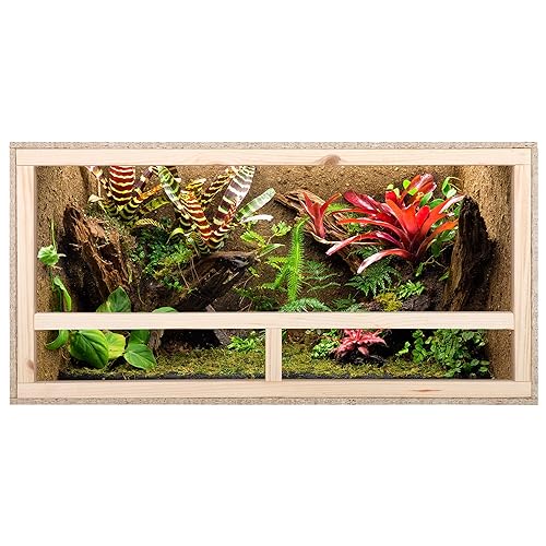 ECOZONE Holz Terrarium mit Seitenbelüftung 100x50x50 cm - Holzterrarium aus OSB Platten - Terrarien für exotische Tiere wie Schlangen, Reptilien & Amphibien