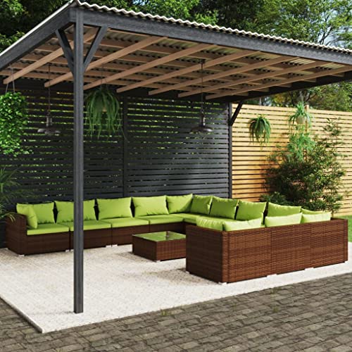 ZQQLVOO Lounge Sessel Terrassenmöbel Terassenmöbel Außen12-tlg. Garten-Lounge-Set mit Kissen Poly Rattan Braun