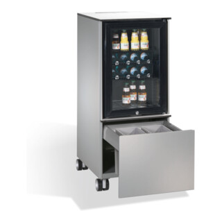 C+P Kühlschrank-Caddy Asisto mit Abfallsammler, H1150xB500xT600mm Weißaluminium