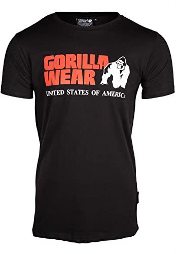 GORILLA WEAR Classic T-Shirt - Bodybuilding und Fitness Bekleidung Herren, schwarz, M