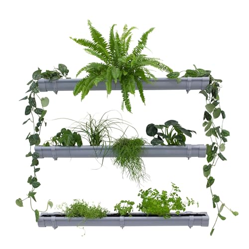 Grüne Pflanzenwand, Vertikaler Garten 3 x 1m Grau, Platzsparende Gartengestaltung, Pflanzenregal für Innen und Außen