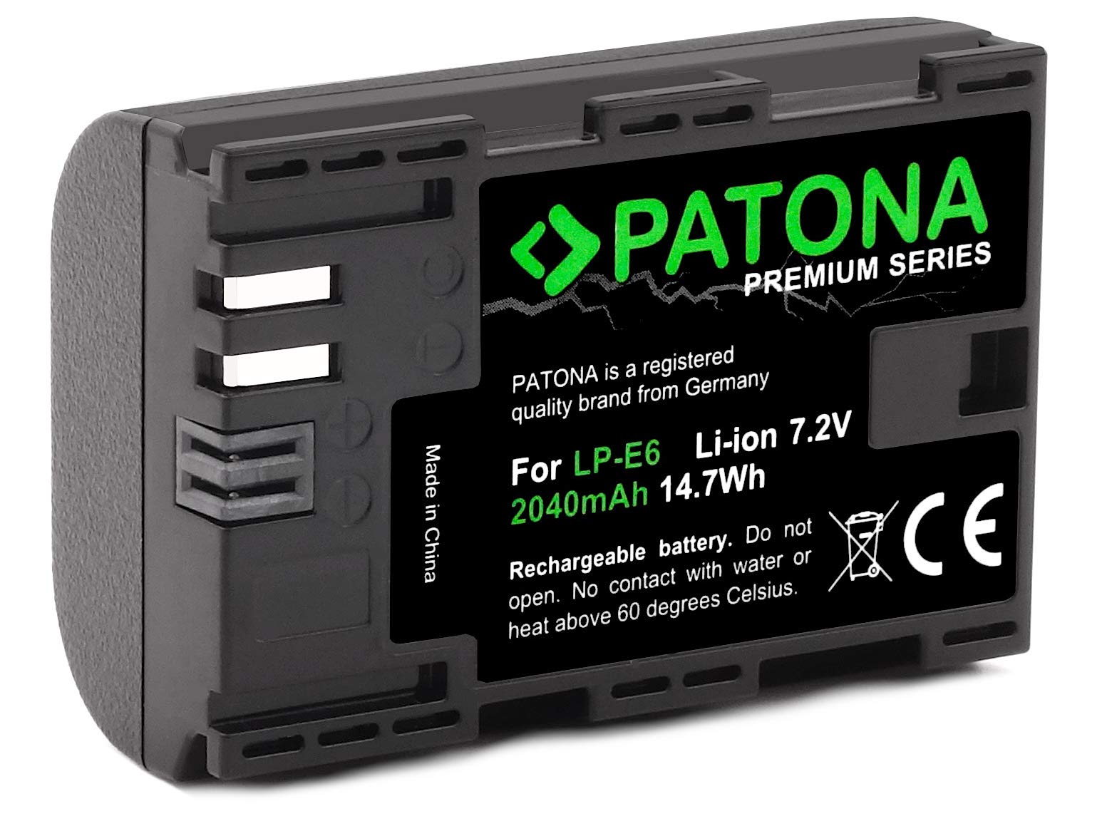 PATONA Premium LP-E6 Ersatz für Akku Canon - Intelligentes Akkusystem - Canon EOS 60D 60Da 70D 80D 5D Mark II III 6D 7D Mark II