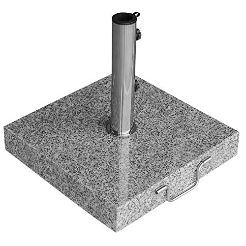 anndora Granit Sonnenschirmständer 40kg rollbar 45x45cm Adapter 48, 38mm - hellgrau poliert