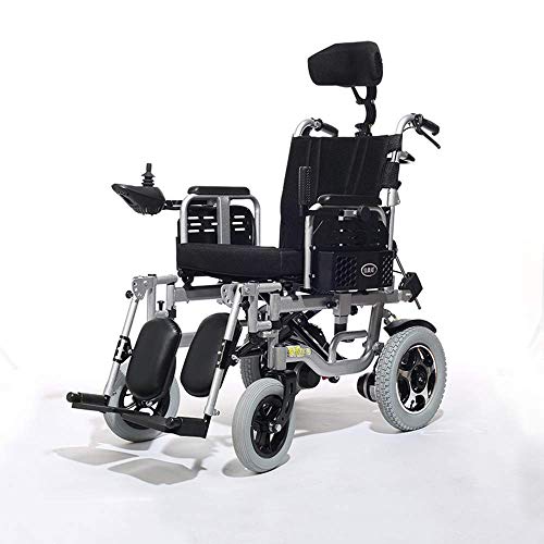 GAXQFEI mit Reclinable Rückenlehne und verstellbarem Kopf. Faltbare Leistung Elektro-Rollstuhl mit Polymer Li-Ion Batteryfoldable und Leichtgewichtrollstuhl Intelligent Automatic Electric.