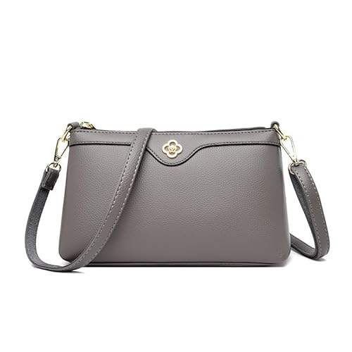 BHUJIA Kleine quadratische Tasche, Damentasche mit großem Fassungsvermögen, One-Shoulder-Umhängetasche im mittleren Alter, grau